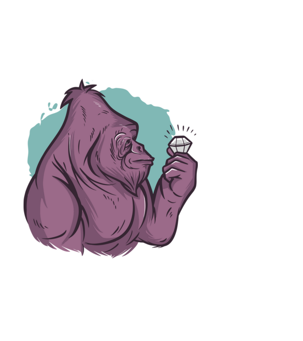 gorilla és gyémánt minta világoskék pólón