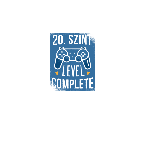 20. szint level completed minta fekete pólón
