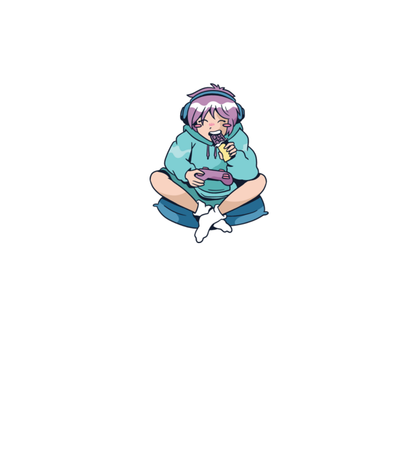Anime Gamer Lány Csokival minta lila pólón