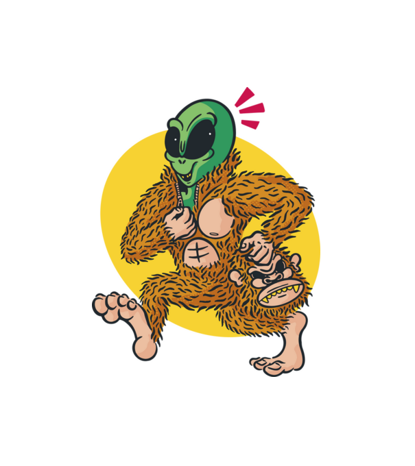 Alien Sassquatch minta fehér pólón