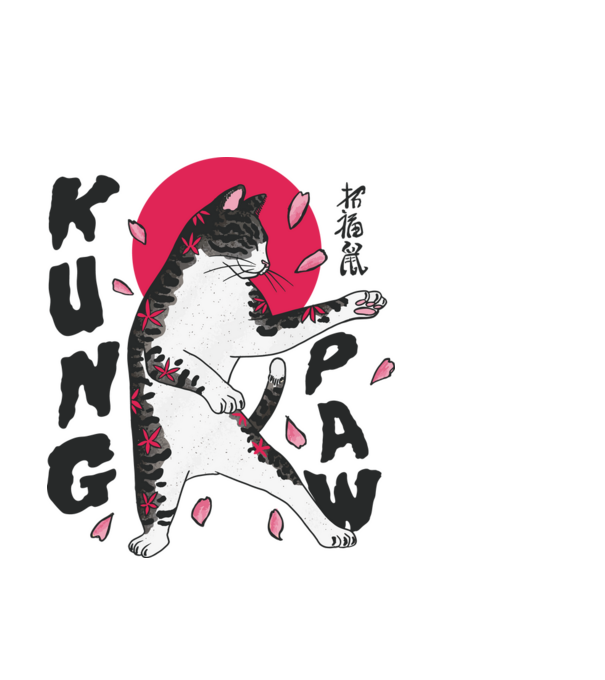 Karate Macska minta világoskék pólón