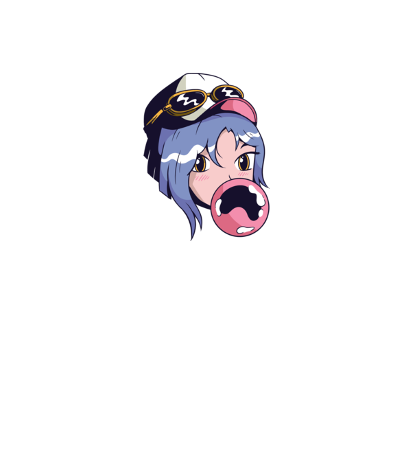 Anime lány rágóval minta szürke pólón