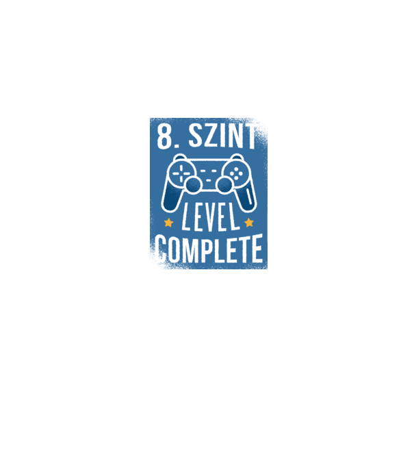 8. szint level completed minta farmerkék pólón