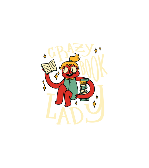 Crazy Book Lady minta fehér pólón