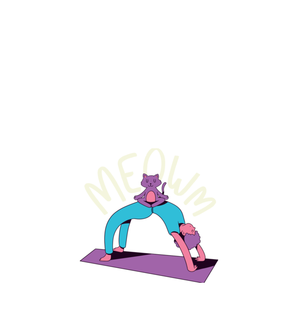 Meowm - Cica Jóga minta sötétkék pólón