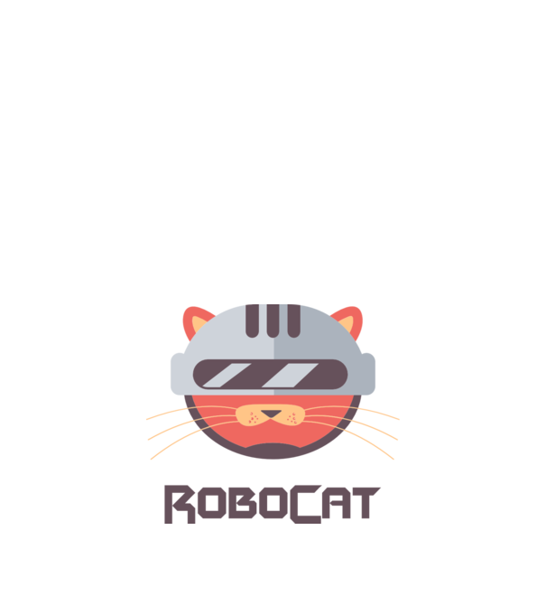 Robocat minta fekete pólón