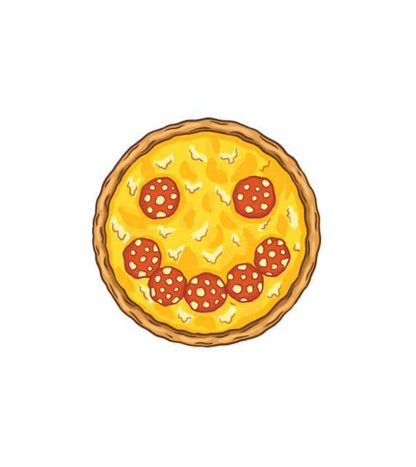 Mosolygós pizza minta fehér pólón