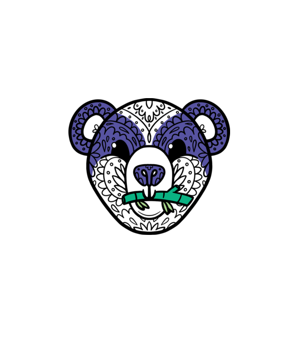 Mandala Panda minta fehér pólón