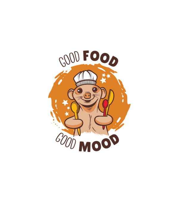 Good food good mood minta fehér pólón