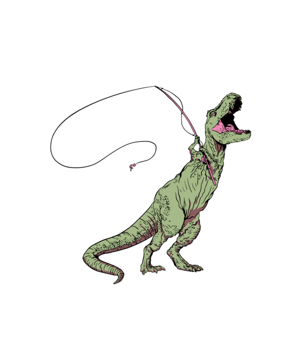 Horgász Trex minta fehér pólón