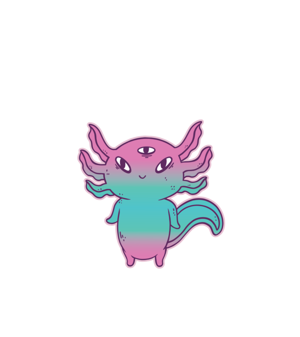 Cuki Axolotl minta fekete pólón