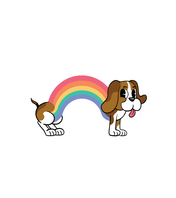 Beagle Szivárvány minta fehér pólón