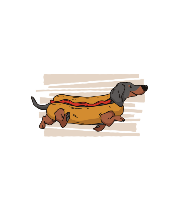Hot Dog tacskó minta fehér pólón