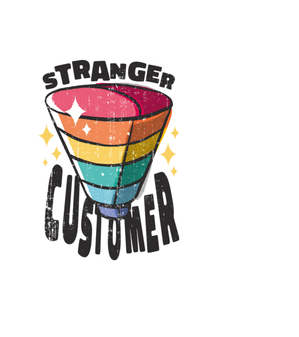 Customer Funnel minta világoskék pólón