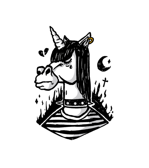 Emo Unikornis minta fehér pólón
