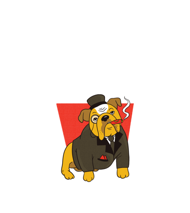 Angol Bulldog Szivarral minta fekete pólón