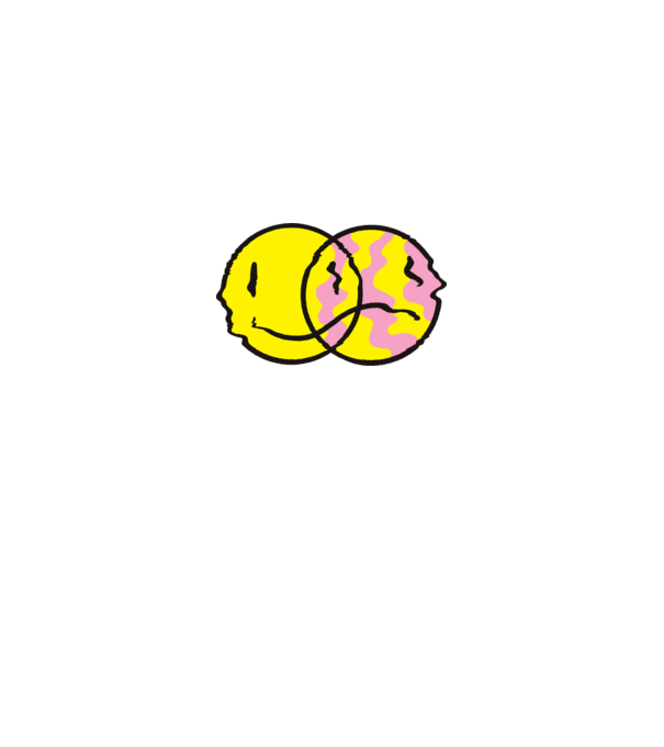 Happy Sad Emoji minta királykék pólón