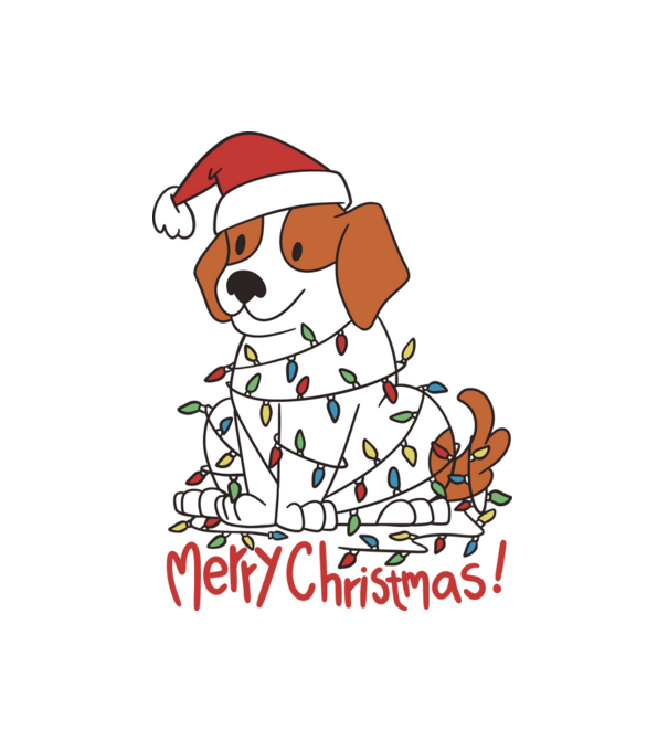 Beagle Boldog Karácsonyt! minta fehér pólón