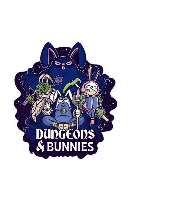 Dungeons And Rabbits minta fehér pólón