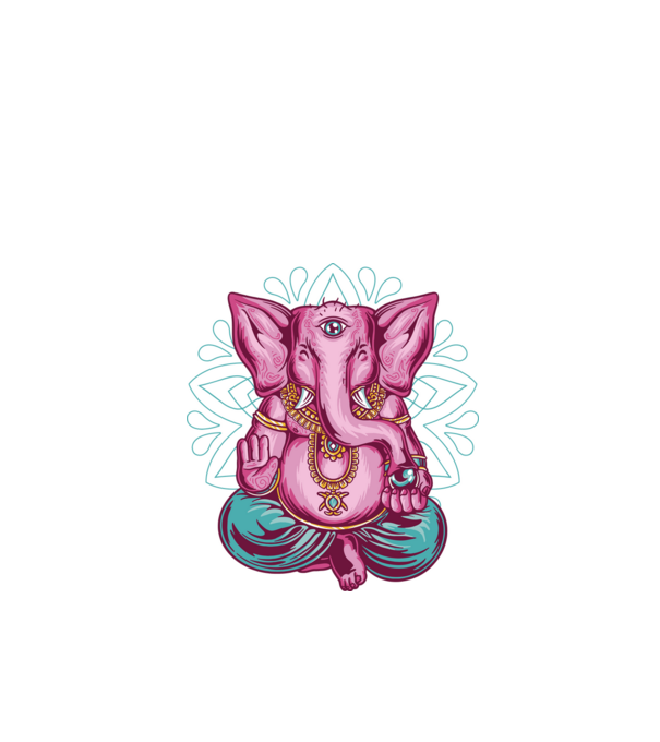 Meditáló Elefánt Dharma minta fekete pólón