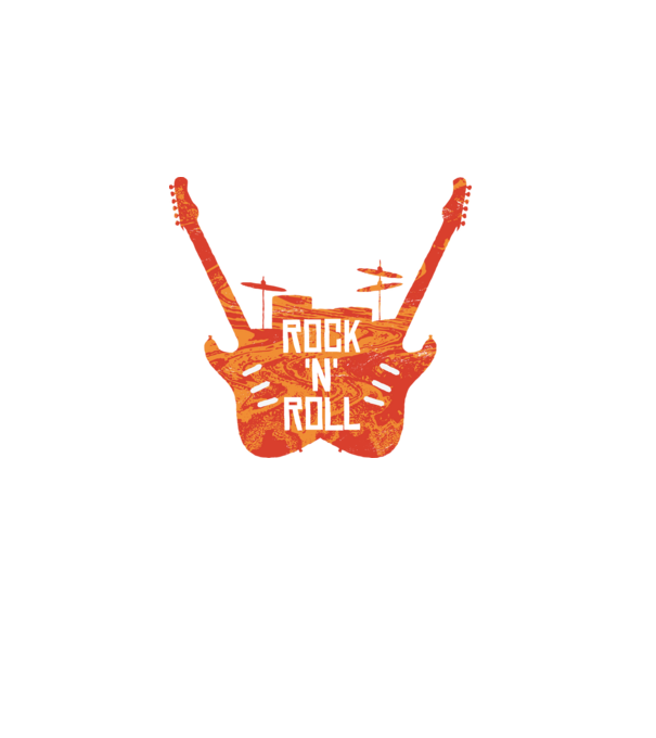 Rock N Roll Gitár minta fekete pólón