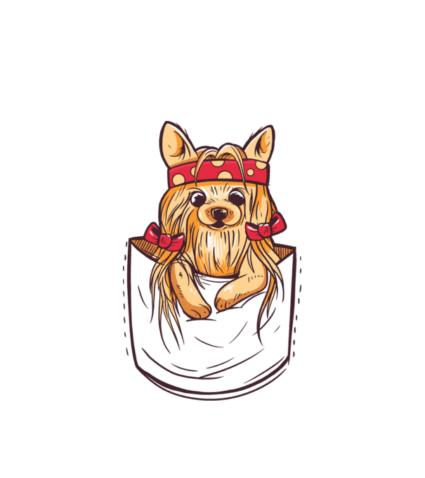 Zseb yorkie minta fehér pólón