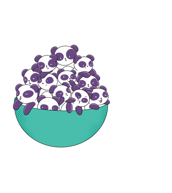 Panda tál minta fekete pólón