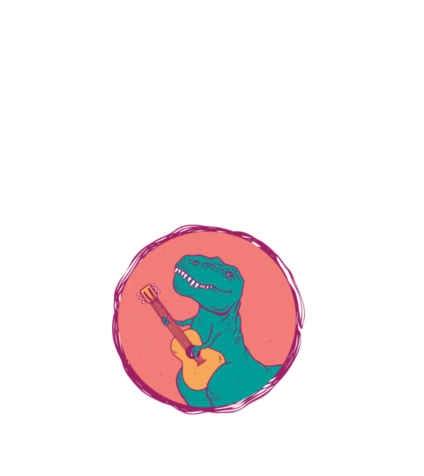 Gitáros Trex minta fehér pólón