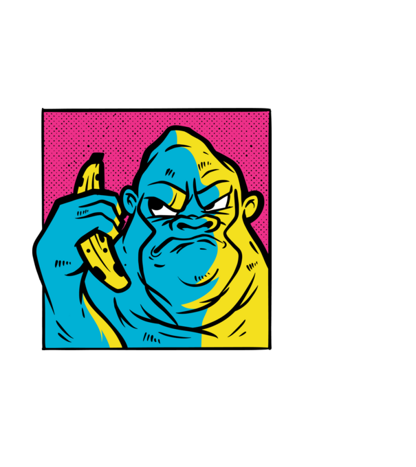 dühös gorilla minta világoskék pólón