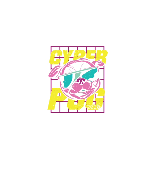 Cyber Pug Mopsz minta fekete pólón