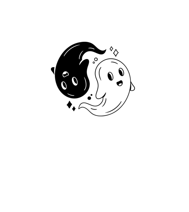 Ying Yang Szellemek Halloween minta fehér pólón