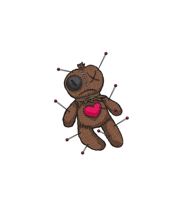 Voodoo baba minta fehér pólón