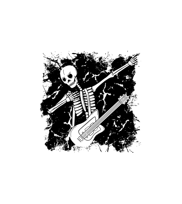 Csontváz gitáros dab minta fehér pólón
