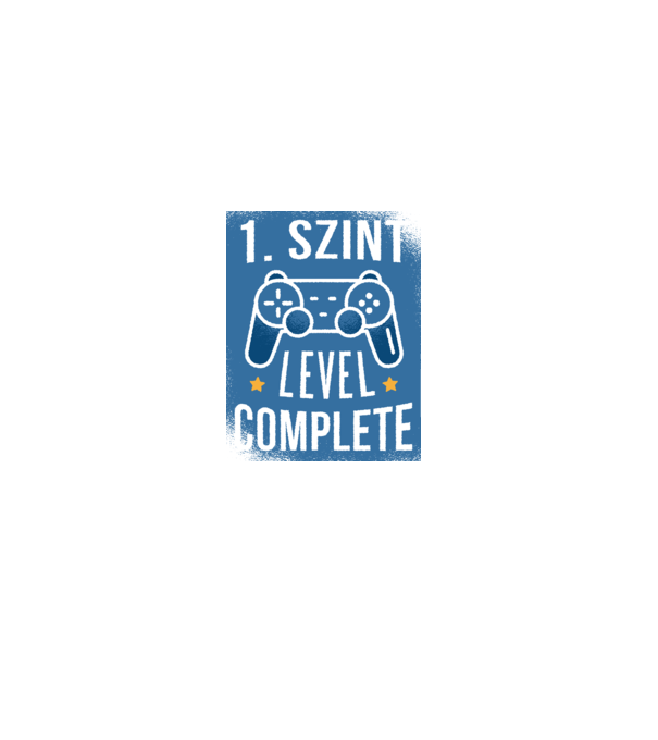1. szint level completed minta fekete pólón