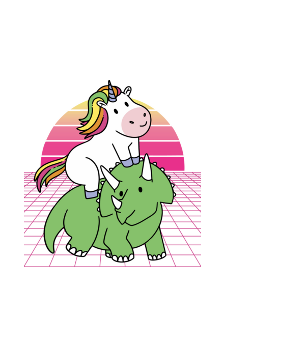 Unikornis Dinoszauruszon retro minta sötétkék pólón