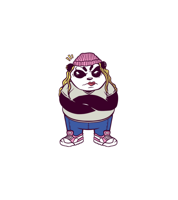 Dühös panda lány minta fehér pólón