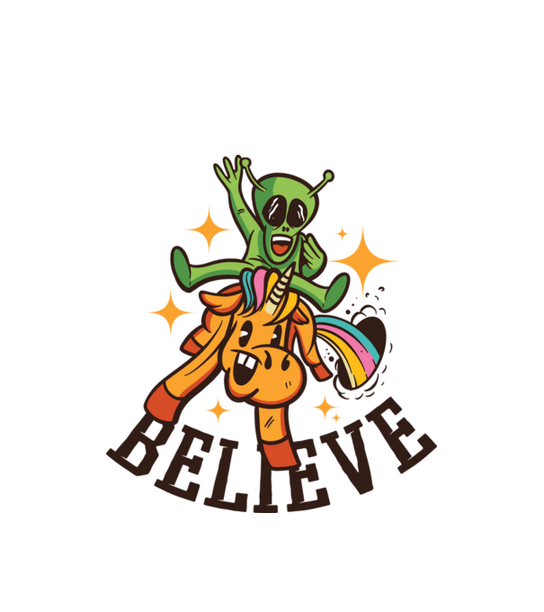 Alien Unikornison minta fehér pólón