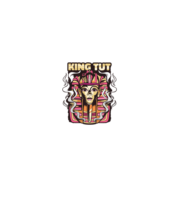 King Tut - Tutanhamon Fáraó minta fehér/piros pólón