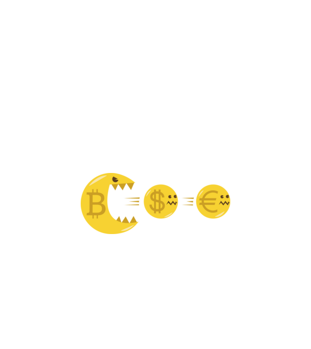 Bitcoin Pacman minta fekete pólón