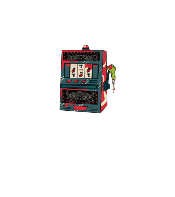 Zombi játékautomata minta fehér pólón