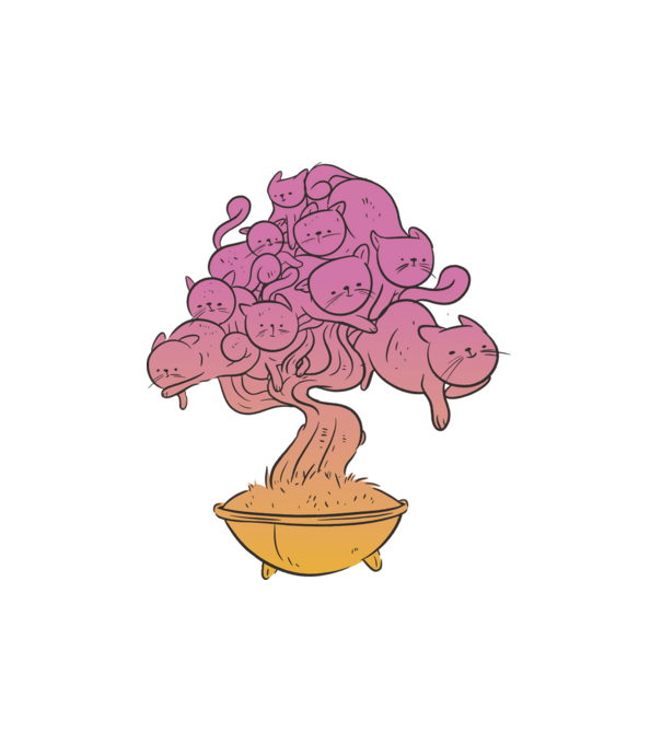 Cica Bonsai minta fehér pólón