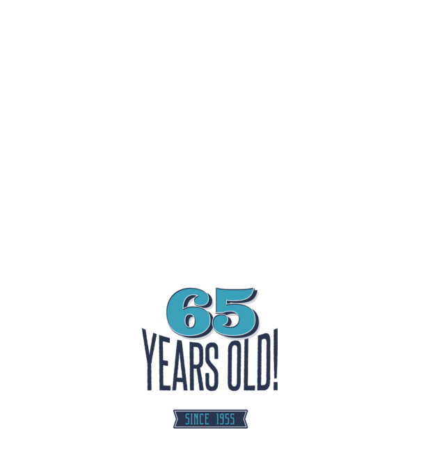 65 years old awesome since 1955 minta világoskék pólón