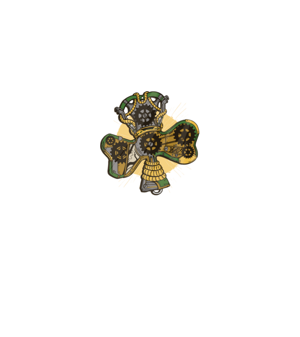 Steampunk lóhere minta királykék pólón