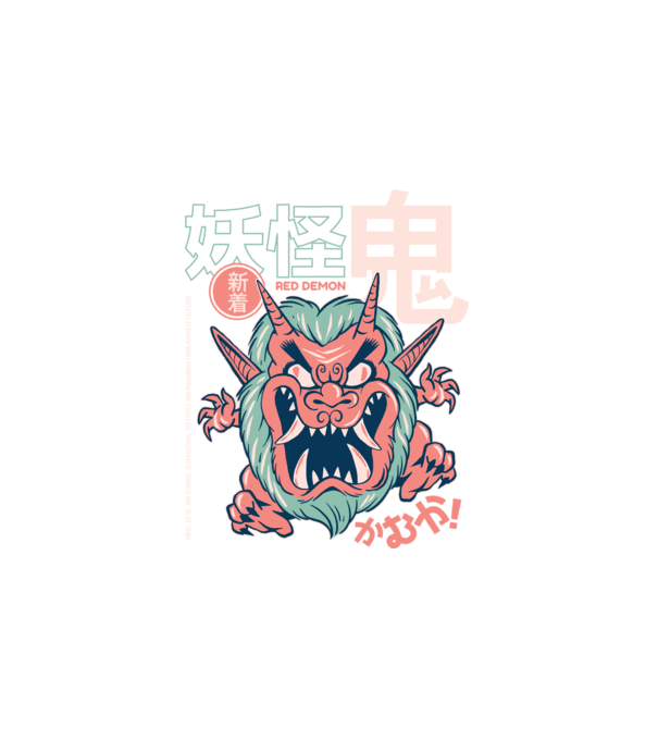 Oni Yokai Anime minta fehér pólón