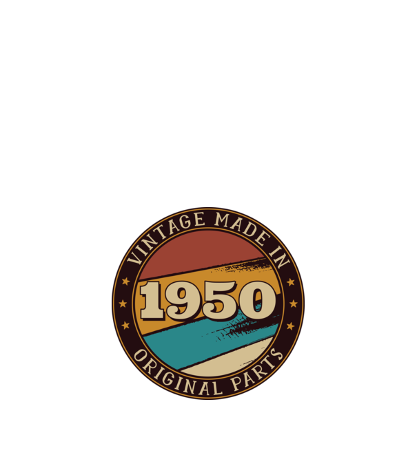 Vintage Made in 1950 Original Parts Retro 70 éves póló minta fekete pólón