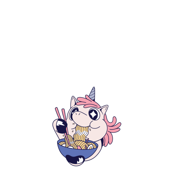Unikornis Ramen minta sötétkék pólón