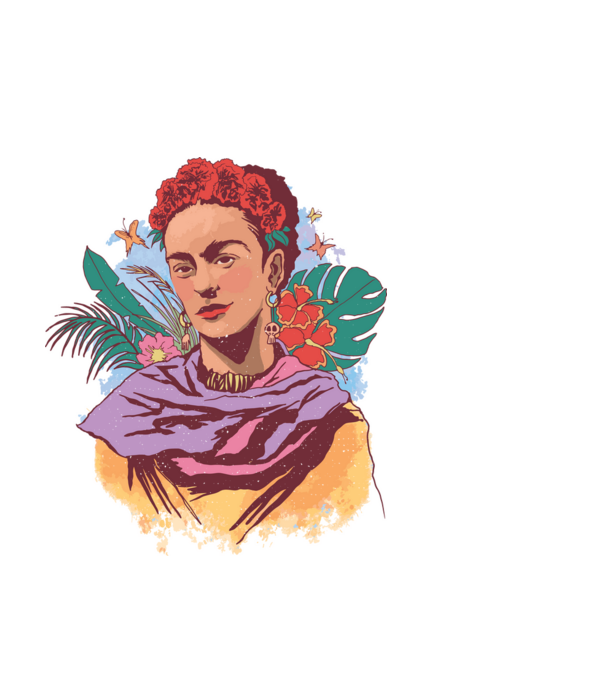 Frida Kahlo portré minta fehér pólón