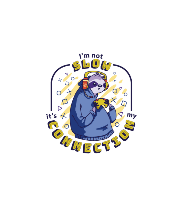 Sloth Gamer minta fehér pólón