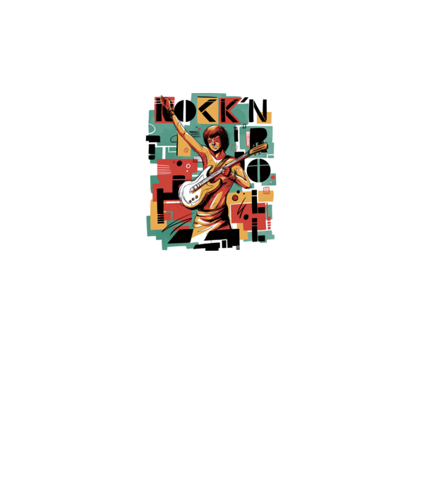 Rock n Roll színes minta fehér pólón