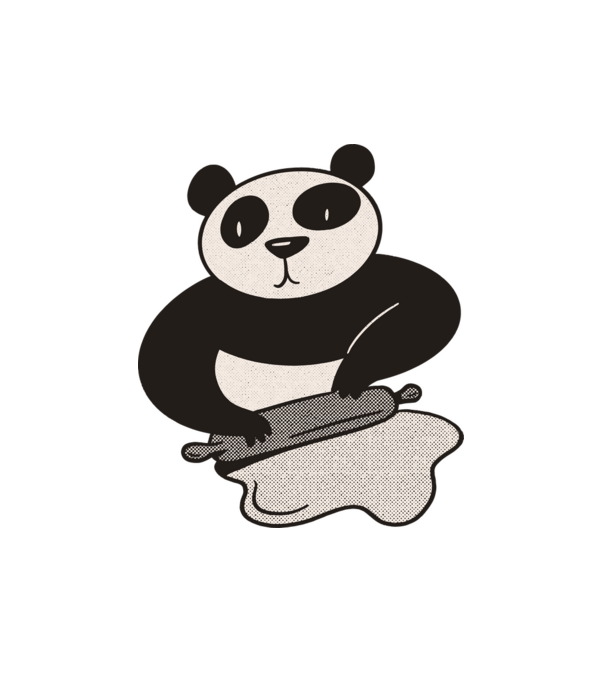 Tészta gyúró panda minta fehér pólón
